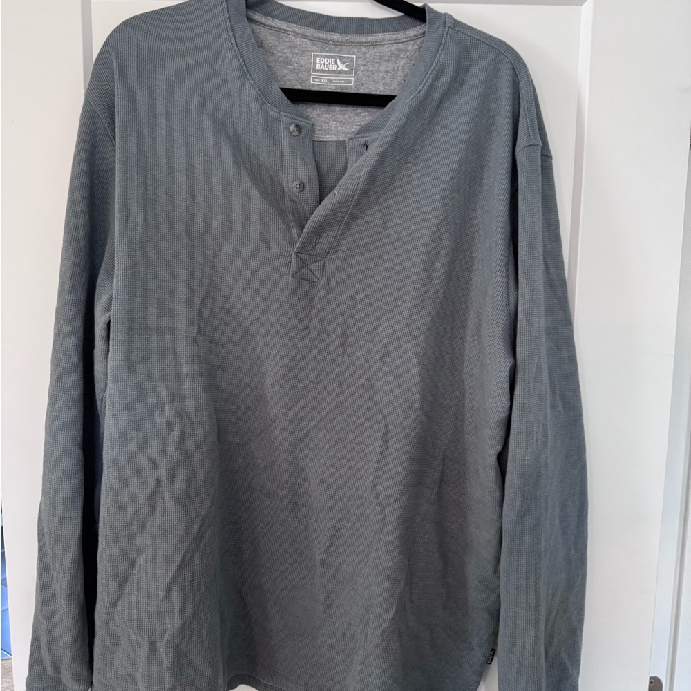 Eddie Bauer Men's Charcoal Long Sleeve Henley